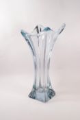 A large Studio glass blue vase of waisted form,