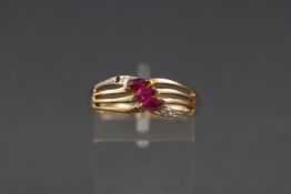 A 9ct gold, ruby and diamond dress ring,