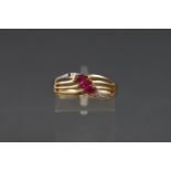 A 9ct gold, ruby and diamond dress ring,