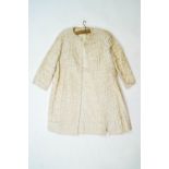 A 1960's wedding dress and matching jacket, the shift dress 84cm long from shoulder,