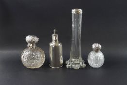A silver and glass atomiser, Birmingham 1900,