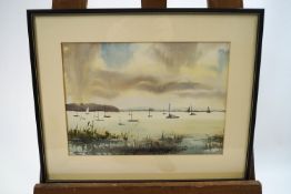 John Mortimer, Boats in the estuary, Sussex, watercolour, signed lower left,