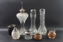 A collection of silver mounted items, comprising,