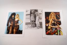 Two signed Claudia Schiffer photographs, 12" x 8",