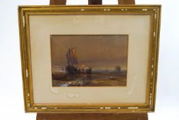 English School, 19th century, Landing the catch, watercolour and bodycolour,