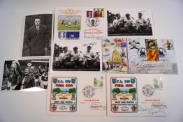 Football interest: a signed collection of photographs and First Day Covers,