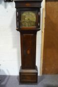 An 18th century inlaid oak longcase clock with 30 hour movement,