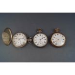 Three pocket watches, comprising; a silver hunter cased keyless pocket watch, circa 1919; a Swiss .