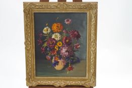 20th century School, Still Life with flowers, Oil on canvas, 51cm x 40.