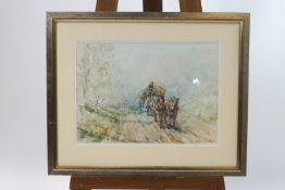 William Barkhead, The plough team, watercolour, signed lower right, 32cm x 45.