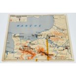 An early 20th century French geographical teaching map, double sided and laminated,