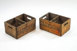 Two wooden Babycham crates,