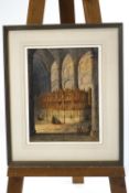 Delamotte, Cathedral interior, watercolour, signed and dated 1858 lower right,