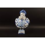 A Delft tin glazed earthenware bust of Napoleon, 17.