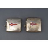 Two silver and polychrome enamelled vesta or match cases,