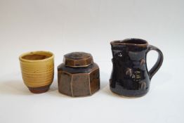 Jeremy Leach (b1941), two pieces of Lowerdown pottery; a stoneware octagonal pot and cover, 8.
