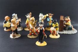 A set of ten unboxed Cat Chorus figures, comprising 'Purrfect Pitch' CC1, 'Calypso Kitten' CC2,