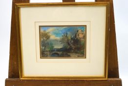 Hercules Brabazan Brabazan (1821-1906), Bridge in a landscape, pastel,