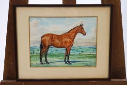 Dorothy Margaret and Elizabeth Mary Alderson, Race Horse in a landscape, Watercolour,