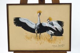 Dalas Shepperd, Japanese cranes, Indian ink, signed lower right,