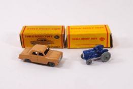 Two Dublo Dinky toys: 061 Ford Prefect and 069 Massey-Harris-Ferguson Tractor,