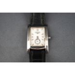 Longines, a lady's stainless steel rectangular wrist watch,
