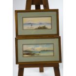 T. Wilson, Lake scenes with mountains beyond, watercolours, a pair, signed lower right, 14.5cm x 37.