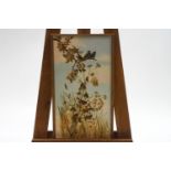 English school, 19th century, Birds amongst cherry blossom and wild flowers, oil on glass, 50.