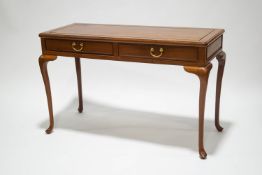 A Chinese hardwood writing table with two drawers,