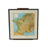 A silk World War II escape map, printed with the Zones of France, Second Edition, 51cm x 56cm,