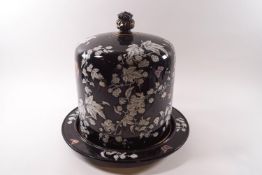 A 19th century earthenware cheese dome on stand,