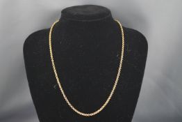 A 9ct gold belcher link necklace on a bolt ring clasp, 49cm long, 6.5 grams.