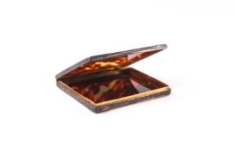 A faux tortoiseshell and metal mounted card case,