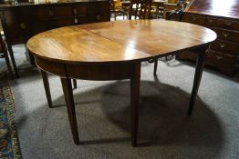 A 19th century mahogany 'D' end dining table on square tapering legs, with one leaf,