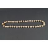 A cultured pearl single row necklace, the uniform beads approx. 8.5mm - 8.