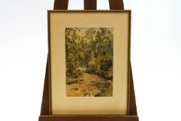 W* Mathew Hale, Tree lined river scene, watercolour, signed lower left, 34.