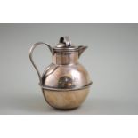 A silver 'Jersey' cream jug with a pull-off cover, a scroll handle,