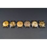 Six various vintage stainless steel wrist watch heads, circa 1940-1960,