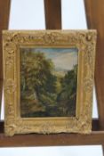 English School, late 19th century, Figure in a landscape, oil on board,
