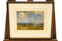 Hevukes, (?), Extensive landscape, watercolour and bodycolour, signed lower right, 17cm x 23.