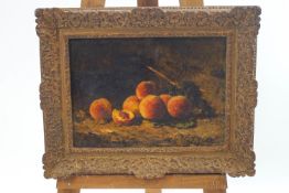 Continental school, 19th century, Still Life of peaches, oil on canvas,