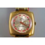 Nelson, a 1970's gold-plated and stainless steel oblong bracelet watch,