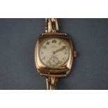 Zenith, a 9ct gold cased cushion-shaped bracelet watch, circa 1936,