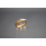 A 9ct tri-colour gold 'Russian' wedding band, in white rose and yellow gold, marks obscured, size N,
