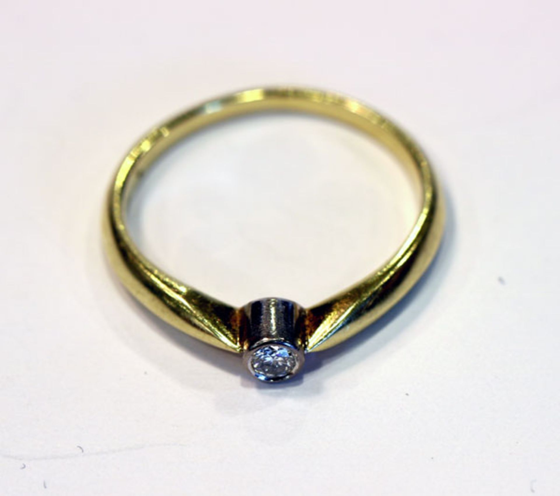 14 k Gelbgold Ring mit Diamant, Gr. 54