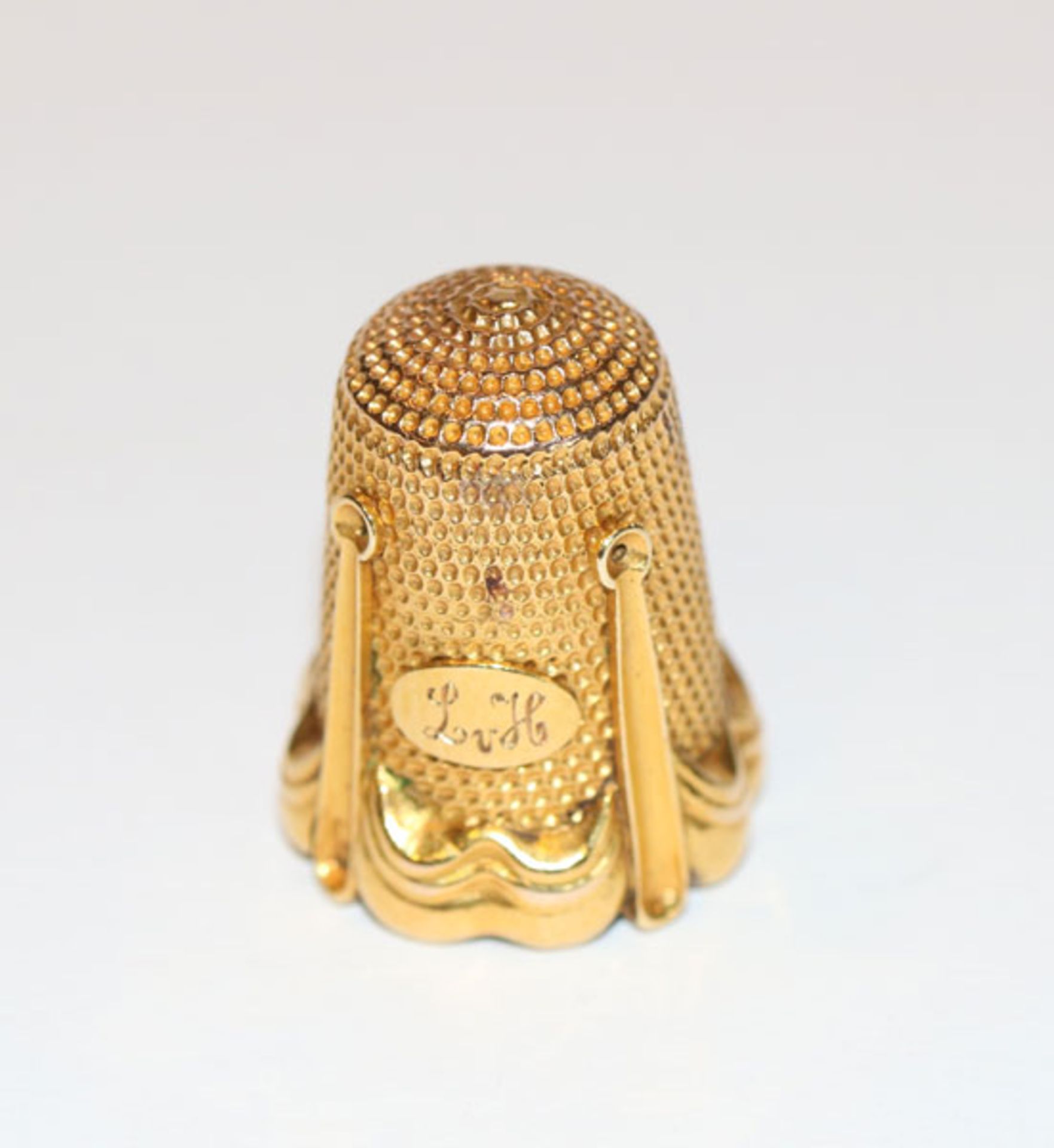 Fingerhut, 560 Gold, Russland ?, um 1900, feine Handarbeit, 4,9 gr.