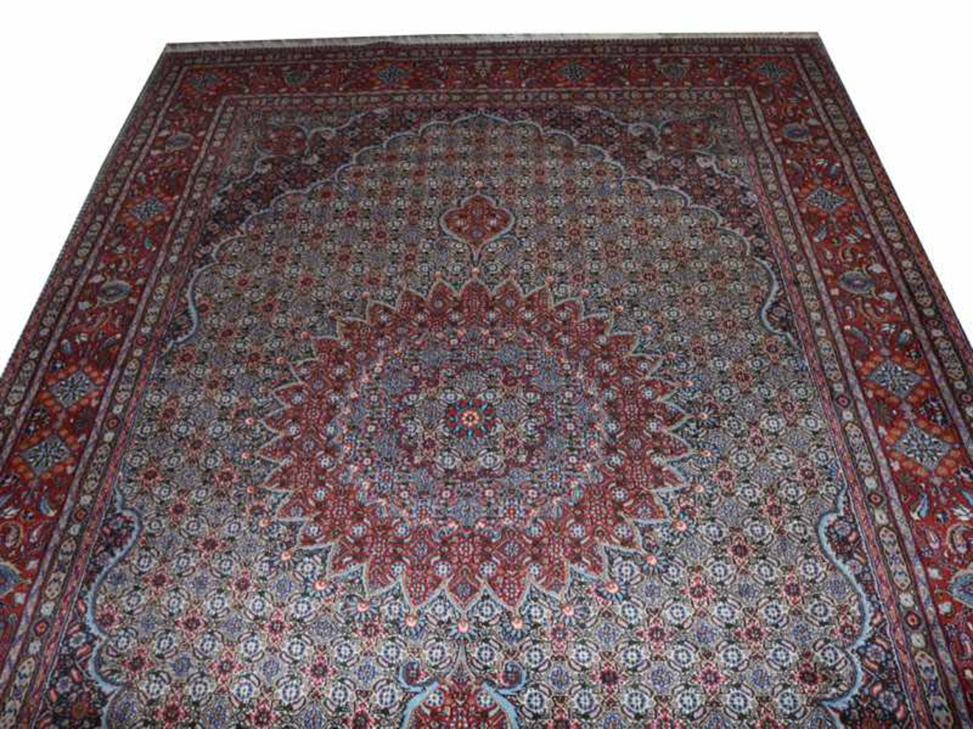 Teppich, Wiss, rot/blau/beige, Gebrauchsspuren, 290 cm x 200 cm