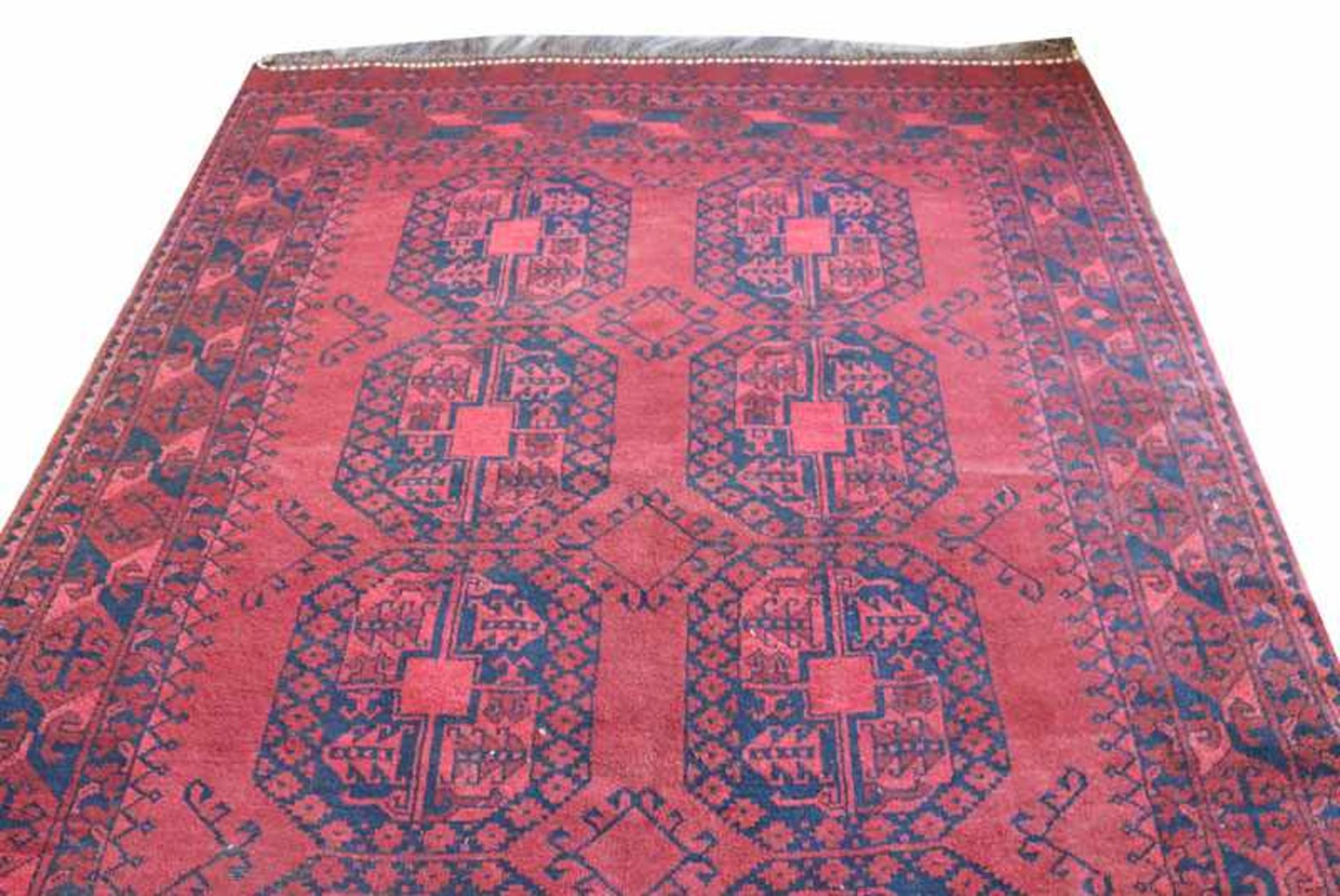 Teppich, Afghan, rot/schwarz, Gebrauchsspuren, 240 cm x 168 cm