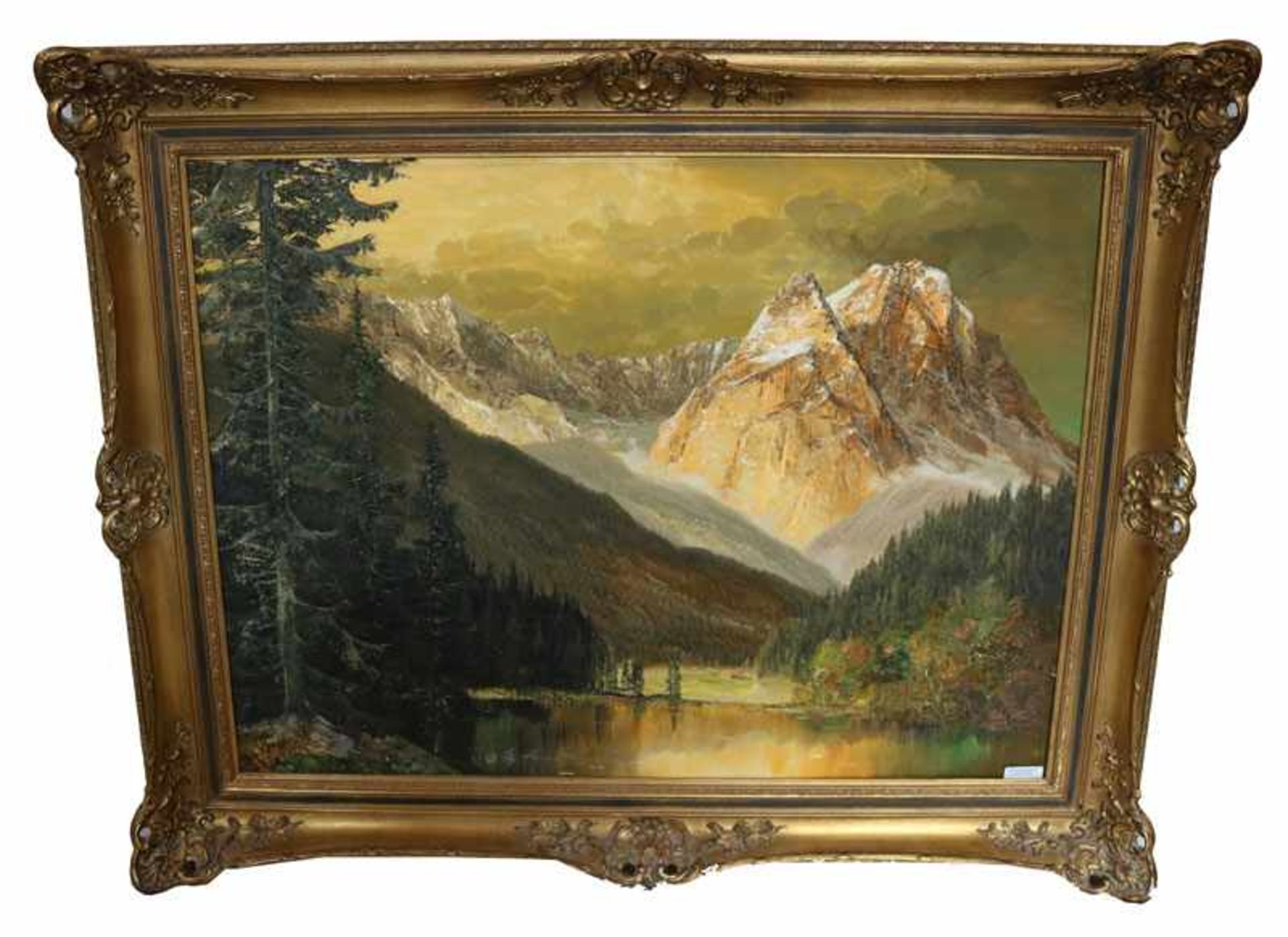 Gemälde ÖL/LW 'Riessersee mit Wettersteingebirge', signiert Heinz Münnich, *1921 Chemnitz + 1977