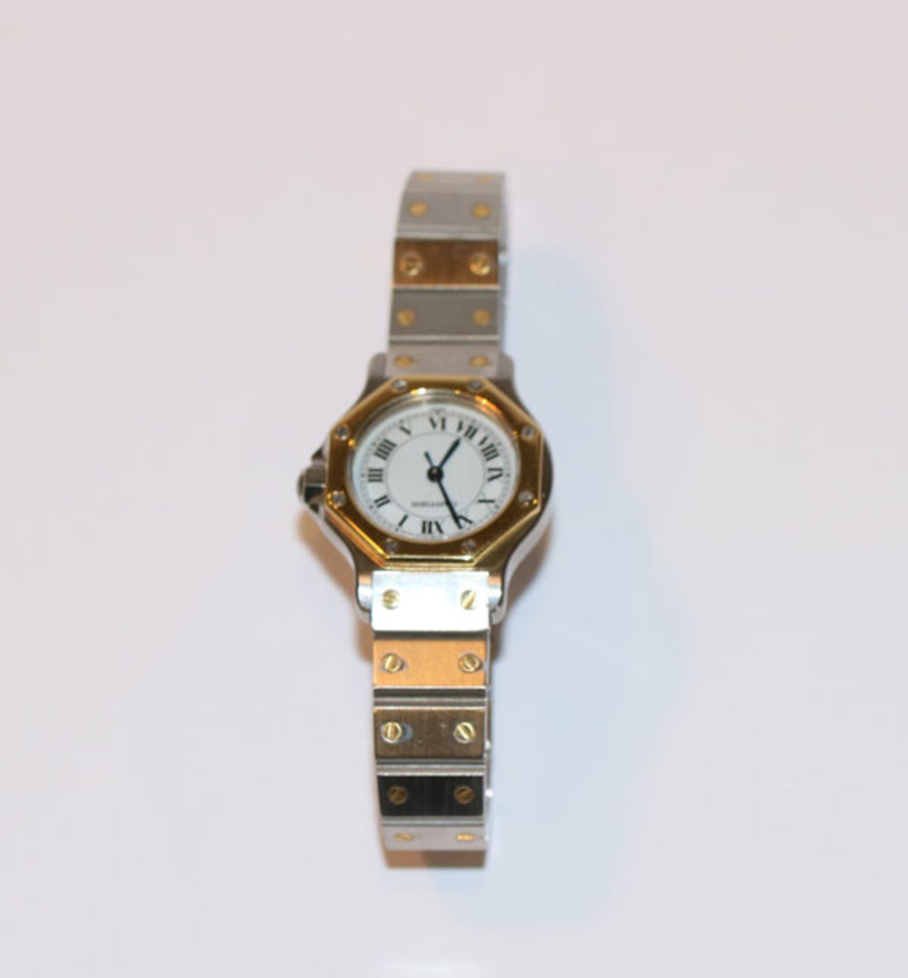 Cartier Damen-Armbanduhr, Santos, Automatic, Edelstahl/18 k Gelbgold, Safirkrone, Zentralsekunde,